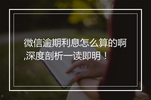 微信逾期利息怎么算的啊,深度剖析一读即明！