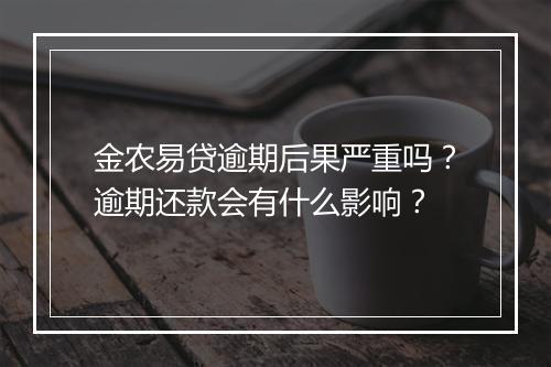 金农易贷逾期后果严重吗？逾期还款会有什么影响？
