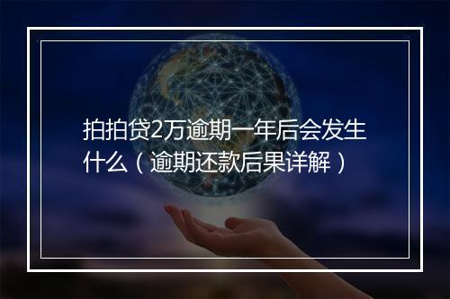 拍拍贷2万逾期一年后会发生什么（逾期还款后果详解）