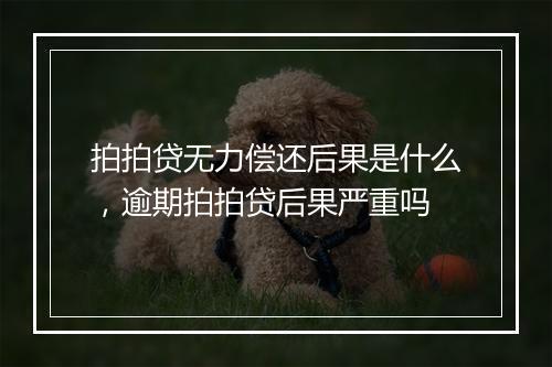 拍拍贷无力偿还后果是什么，逾期拍拍贷后果严重吗