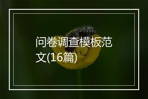 问卷调查模板范文(16篇)