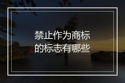 禁止作为商标的标志有哪些