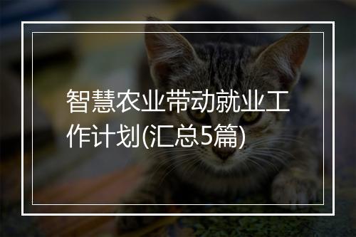智慧农业带动就业工作计划(汇总5篇)