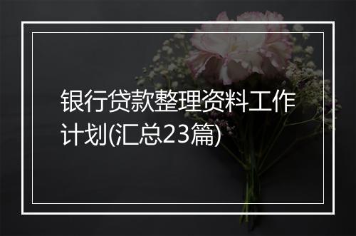银行贷款整理资料工作计划(汇总23篇)