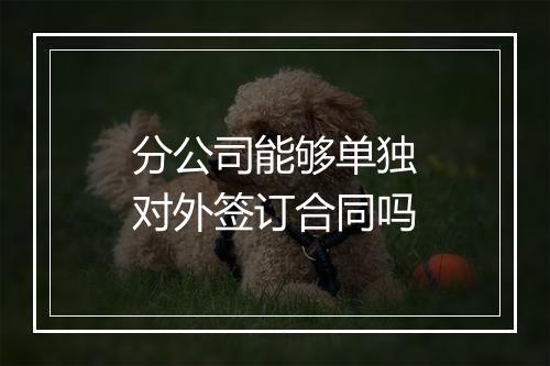 分公司能够单独对外签订合同吗