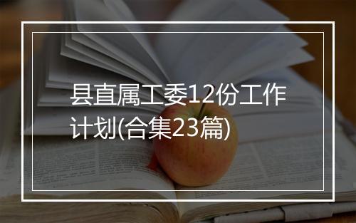 县直属工委12份工作计划(合集23篇)