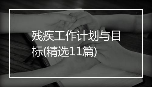残疾工作计划与目标(精选11篇)