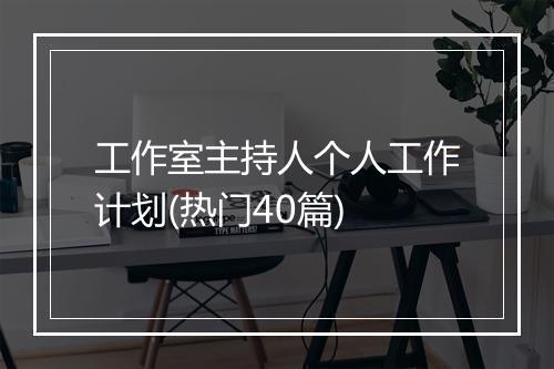 工作室主持人个人工作计划(热门40篇)