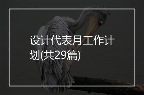 设计代表月工作计划(共29篇)