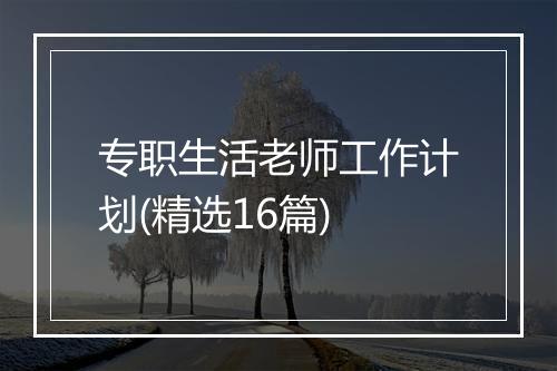 专职生活老师工作计划(精选16篇)