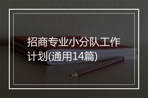 招商专业小分队工作计划(通用14篇)