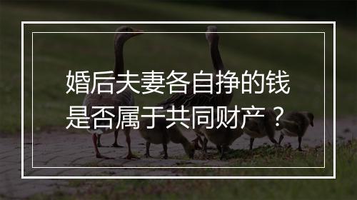 婚后夫妻各自挣的钱是否属于共同财产？