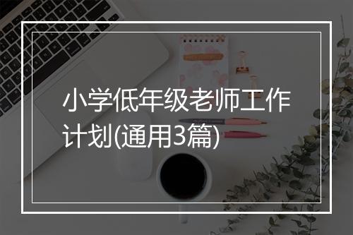 小学低年级老师工作计划(通用3篇)