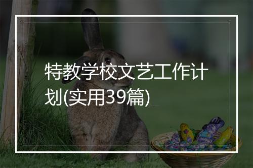 特教学校文艺工作计划(实用39篇)