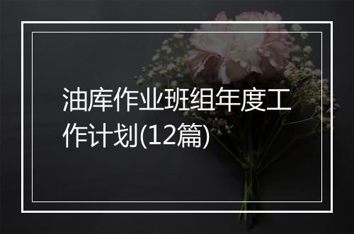 油库作业班组年度工作计划(12篇)