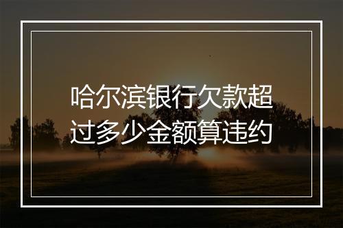 哈尔滨银行欠款超过多少金额算违约