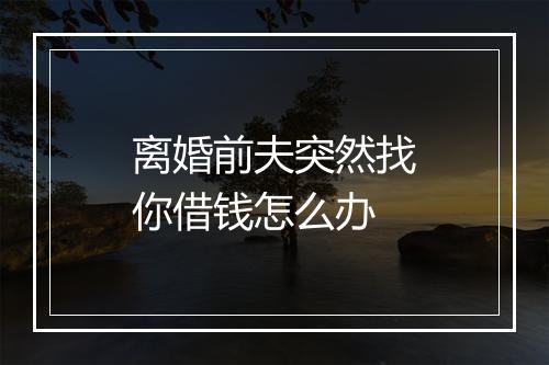离婚前夫突然找你借钱怎么办
