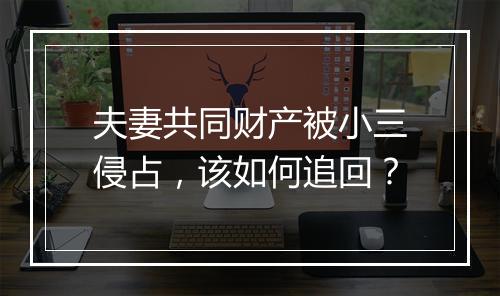 夫妻共同财产被小三侵占，该如何追回？