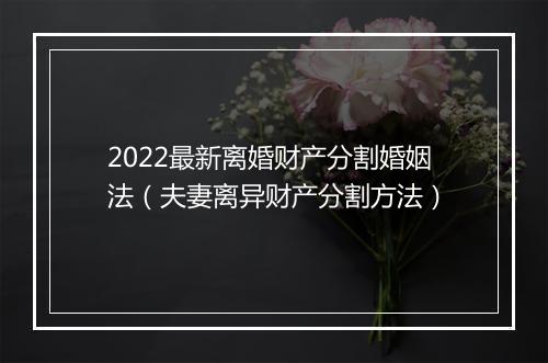 2022最新离婚财产分割婚姻法（夫妻离异财产分割方法）