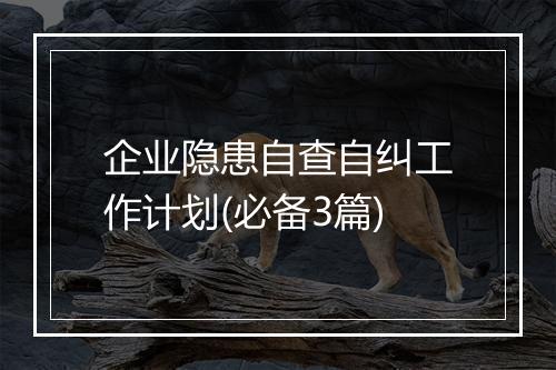 企业隐患自查自纠工作计划(必备3篇)