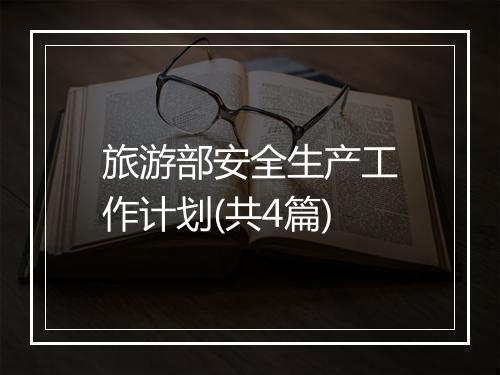 旅游部安全生产工作计划(共4篇)