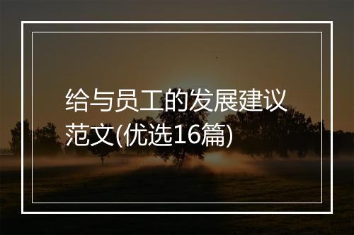 给与员工的发展建议范文(优选16篇)