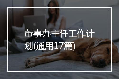 董事办主任工作计划(通用17篇)