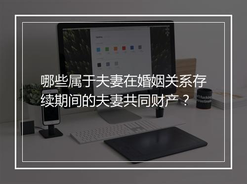 哪些属于夫妻在婚姻关系存续期间的夫妻共同财产？