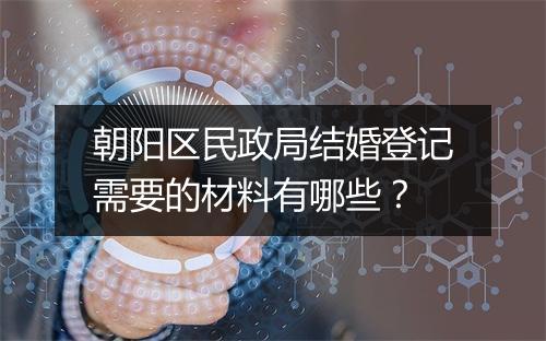 朝阳区民政局结婚登记需要的材料有哪些？