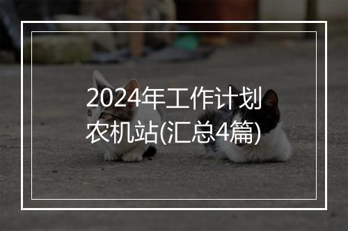 2024年工作计划农机站(汇总4篇)