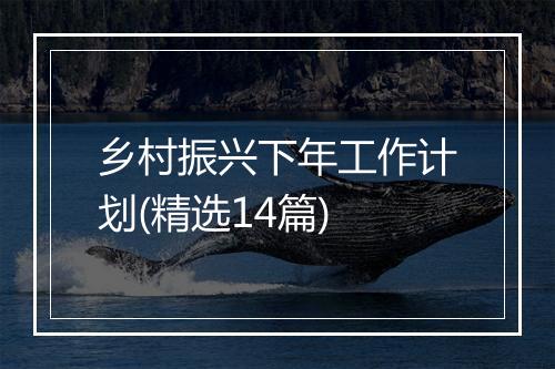 乡村振兴下年工作计划(精选14篇)