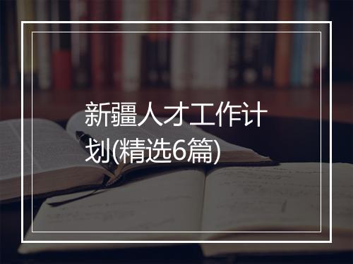 新疆人才工作计划(精选6篇)