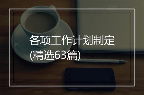 各项工作计划制定(精选63篇)