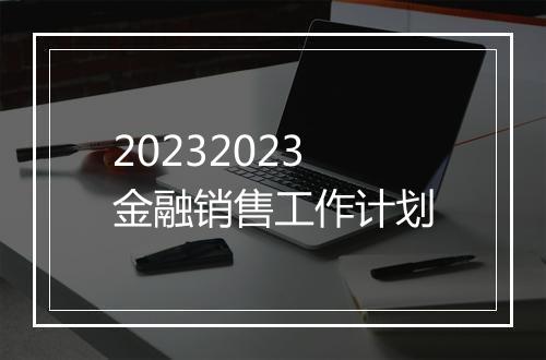 20232023金融销售工作计划