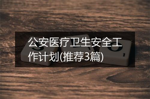 公安医疗卫生安全工作计划(推荐3篇)