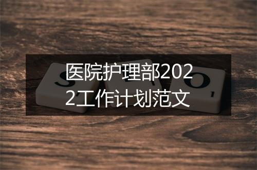 医院护理部2022工作计划范文