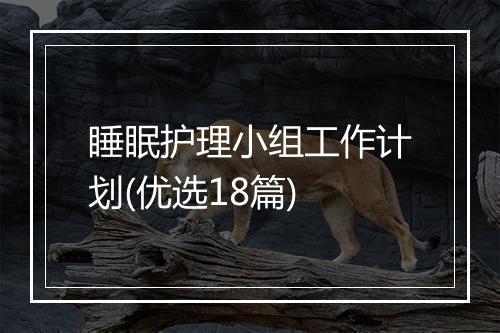 睡眠护理小组工作计划(优选18篇)
