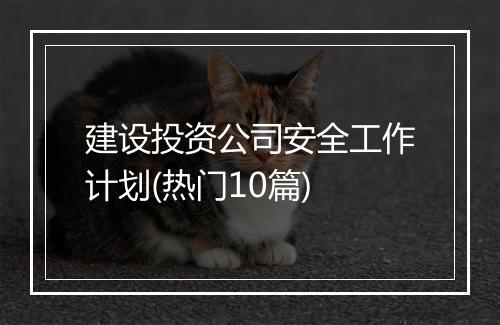 建设投资公司安全工作计划(热门10篇)