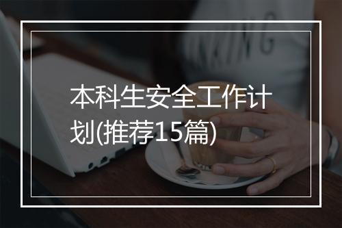 本科生安全工作计划(推荐15篇)