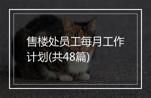 售楼处员工每月工作计划(共48篇)