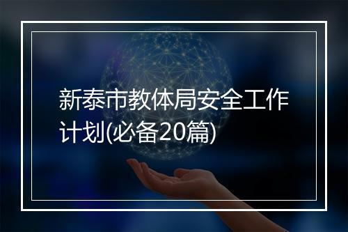 新泰市教体局安全工作计划(必备20篇)