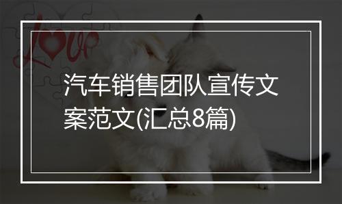 汽车销售团队宣传文案范文(汇总8篇)