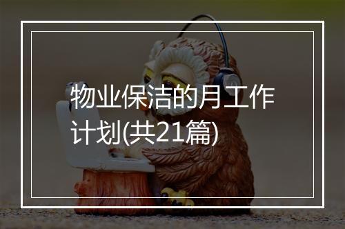 物业保洁的月工作计划(共21篇)