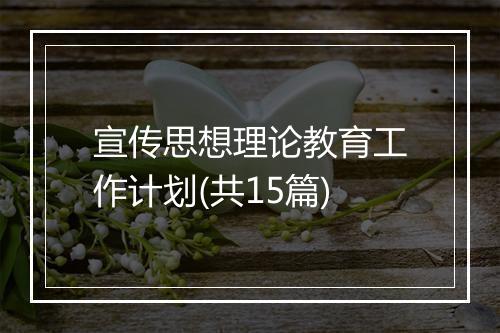 宣传思想理论教育工作计划(共15篇)