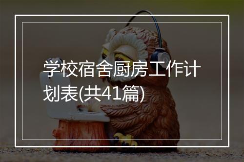 学校宿舍厨房工作计划表(共41篇)
