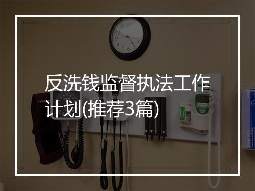 反洗钱监督执法工作计划(推荐3篇)