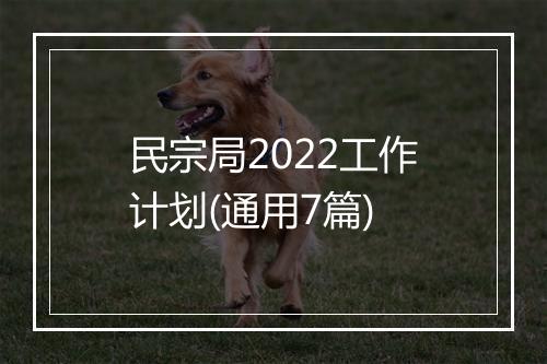 民宗局2022工作计划(通用7篇)