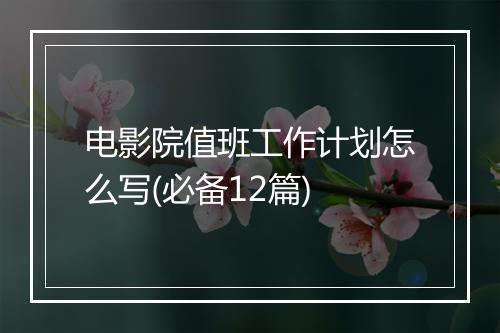 电影院值班工作计划怎么写(必备12篇)