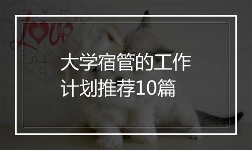 大学宿管的工作计划推荐10篇