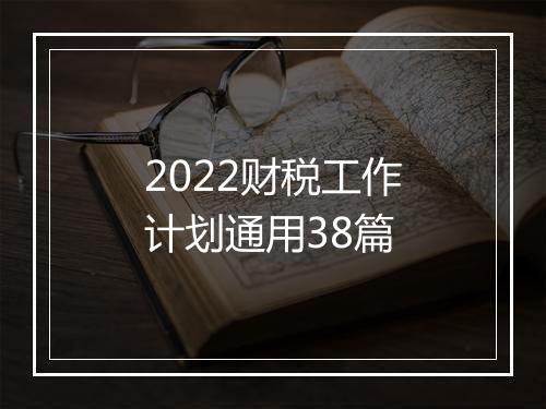 2022财税工作计划通用38篇